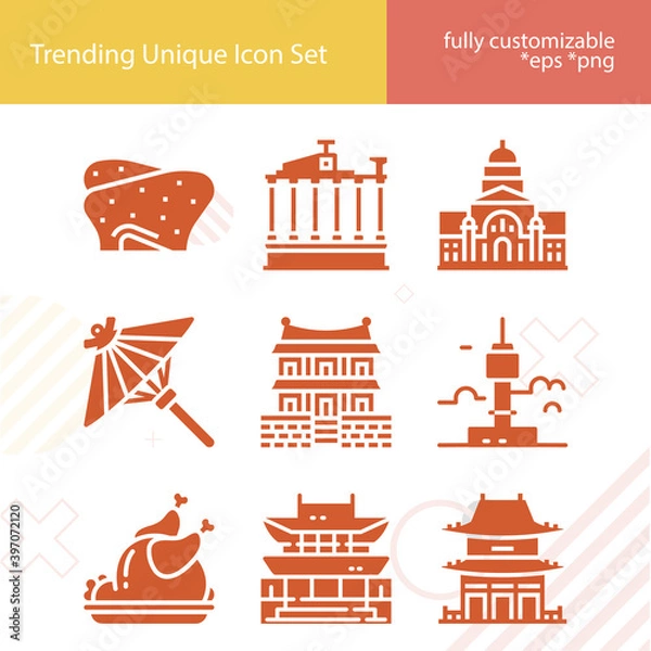 Obraz Simple set of syria related filled icons.