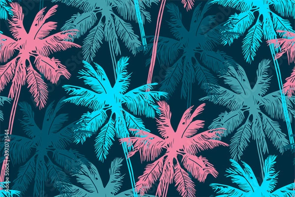 Obraz Stylish summer seamless pattern with palm trees.