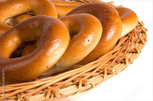 Obraz Bagels on wicker plate
