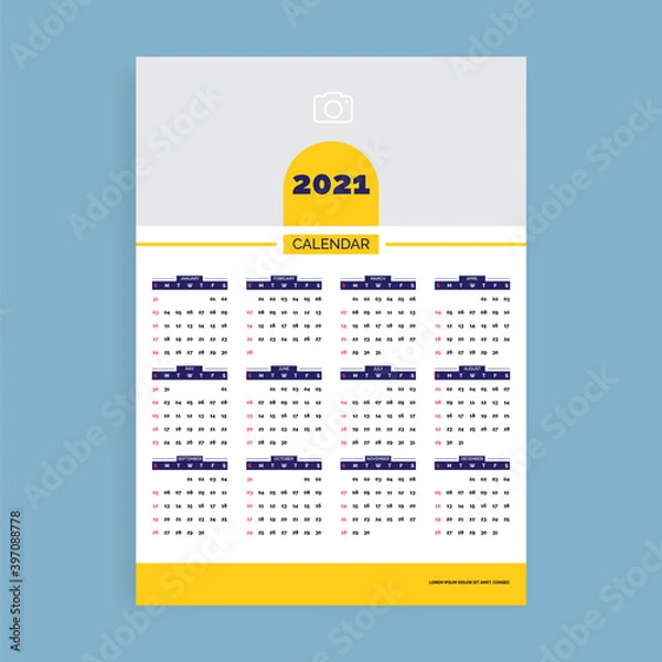 Obraz Simple modern one page 2021 new year calendar