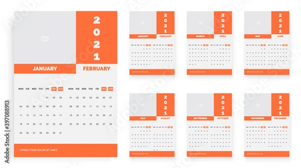 Obraz  6 page wall calendar for new year 2021