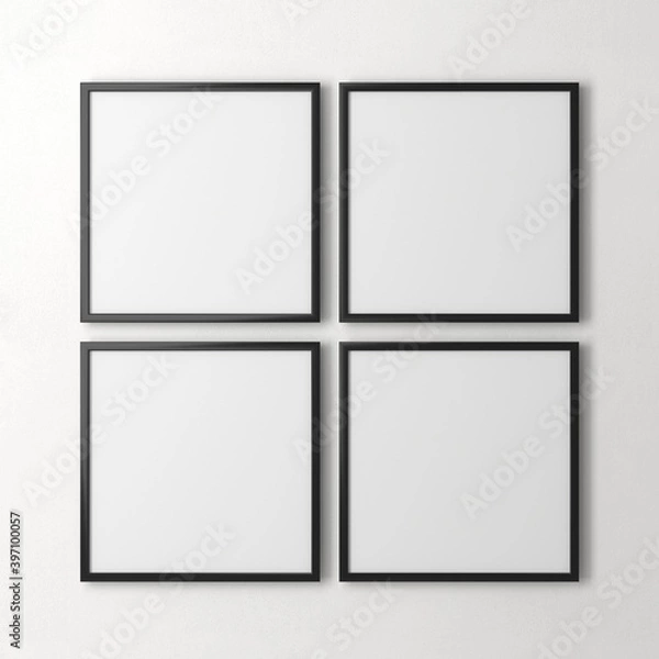 Obraz 4 black frame on tne white wall