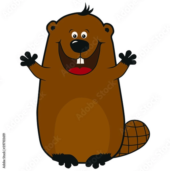 Obraz Happy cartoon beaver