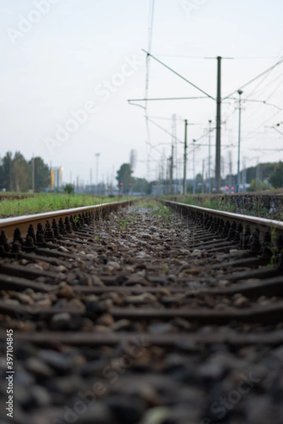 Fototapeta Infinity railway low angle show