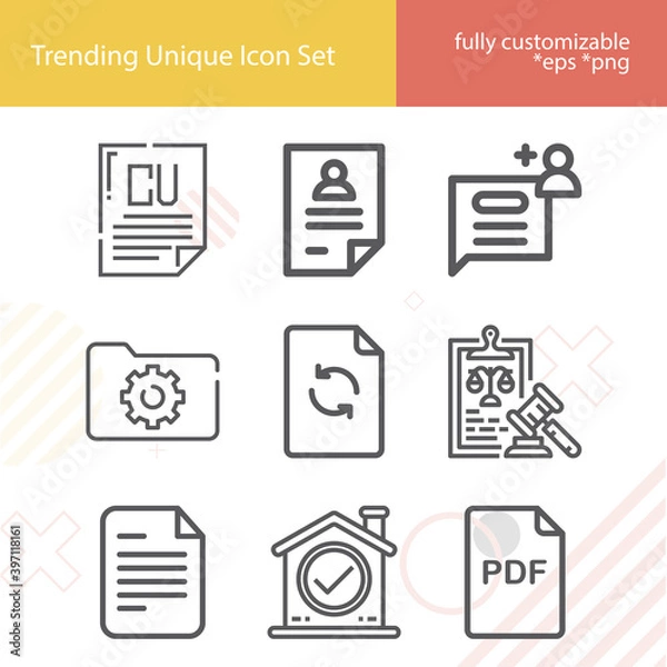 Obraz Simple set of charter related lineal icons.