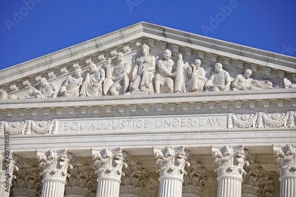 Obraz U.S. Supreme Court Building Pediment Detail showing "Equal Justice Under Law" on Capitol Hill in Washington, DC