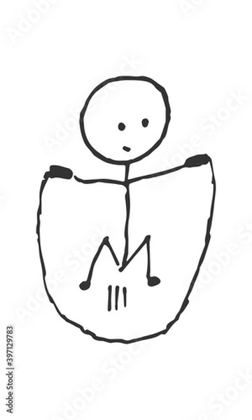 Obraz Hand-Drawn isolated stick figure jumping rope