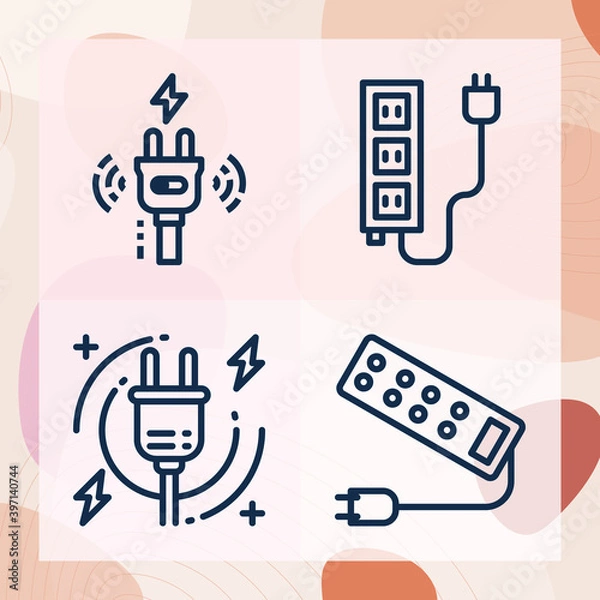 Fototapeta Simple set of wall plug related lineal icons