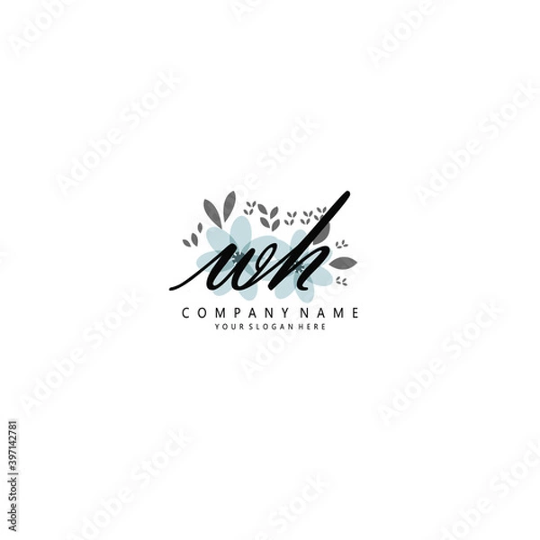 Fototapeta WH Initial handwriting logo template vector 