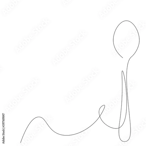 Obraz Spoon silhouette one line drawing vector illustration	