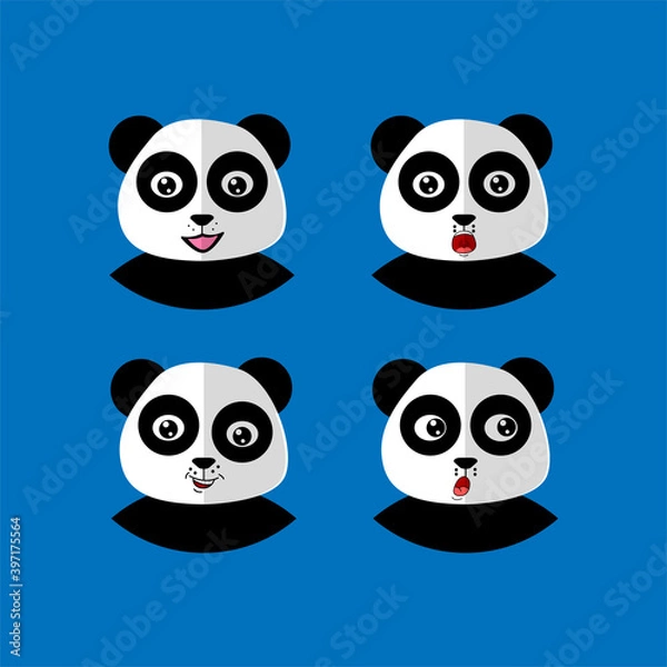 Fototapeta Set Animal Cute Panda Icon Vector Flat Background
