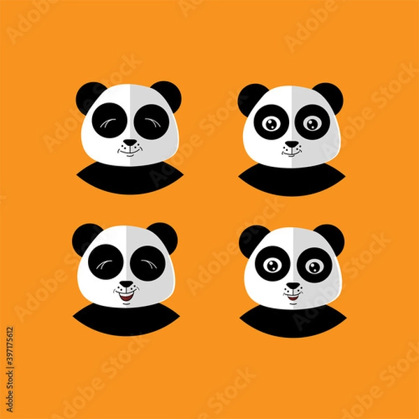Fototapeta Set Animal Panda Icon Vector Flat Background