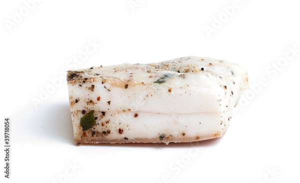 Fototapeta salted lard on white background