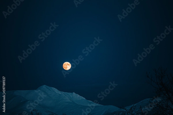 Obraz moon over the mountains