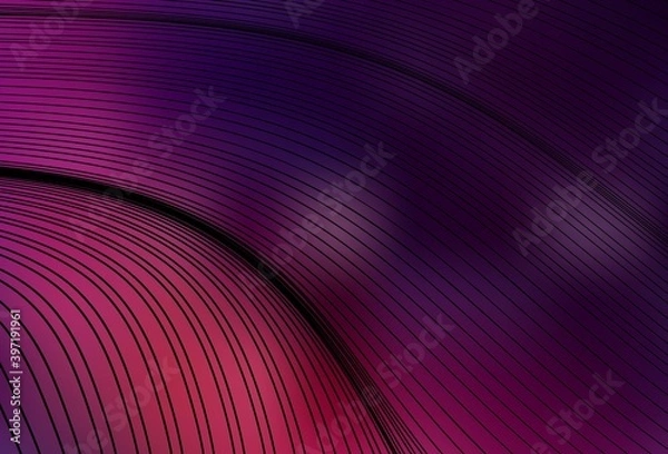 Fototapeta Dark Pink vector backdrop with curved lines.