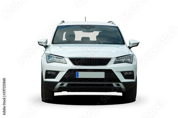 Fototapeta SUV on a white background, front view