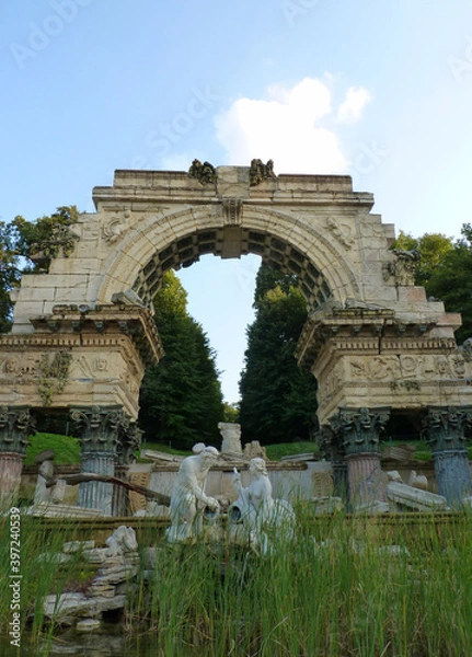 Fototapeta Sun shining on the east side of a old building 