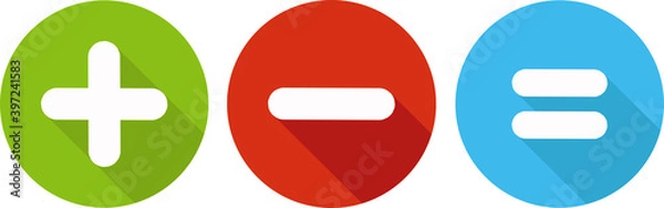 Obraz Plus, minus, equal sign icon set. Math