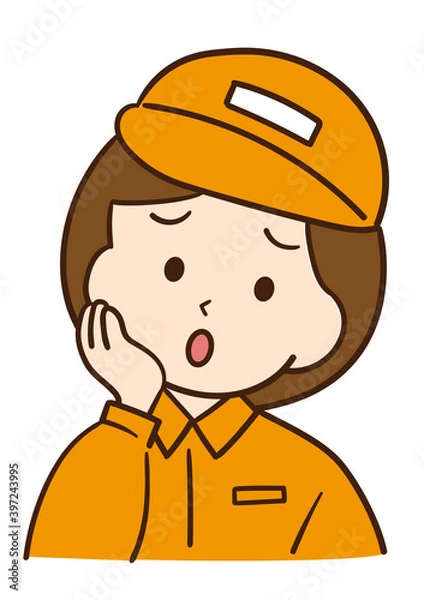 Obraz 困っている作業着の女性