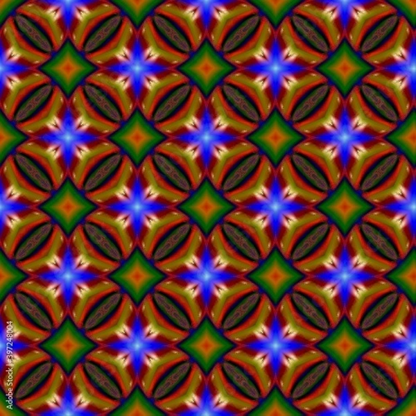 Fototapeta colorful symmetrical repeating patterns for textiles, ceramic tiles, wallpapers and designs. seamless image.
