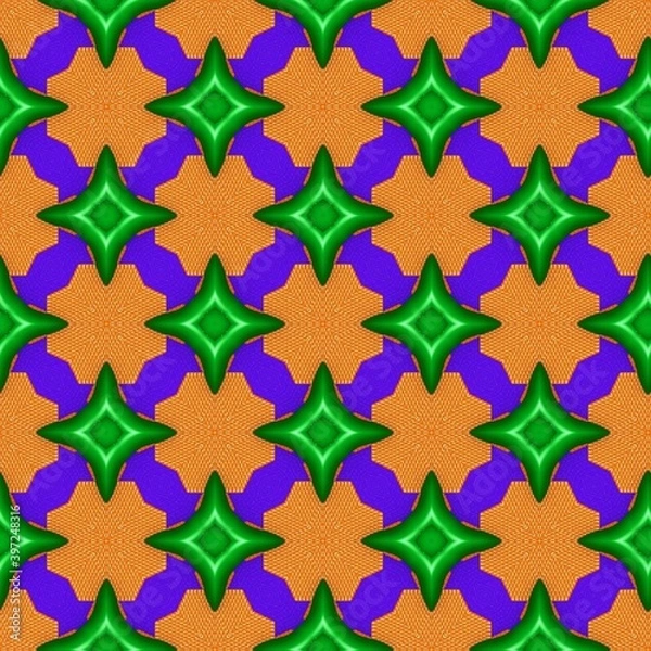 Fototapeta colorful symmetrical repeating patterns for textiles, ceramic tiles, wallpapers and designs. seamless image.
