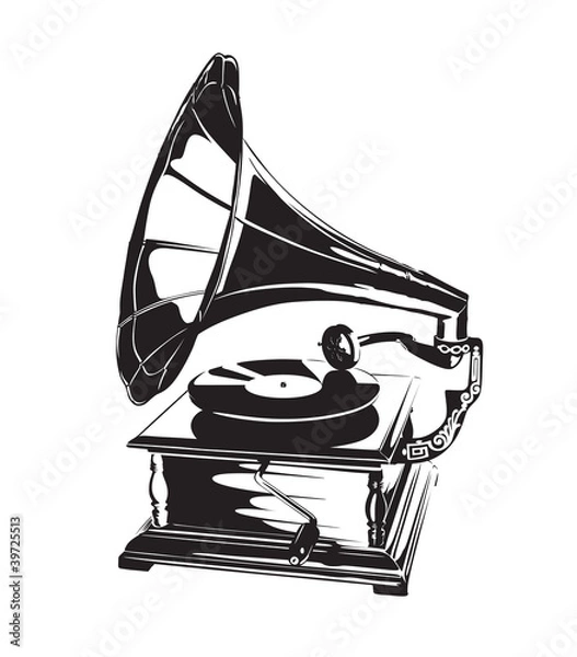 Obraz Vintage Gramophone Stencil