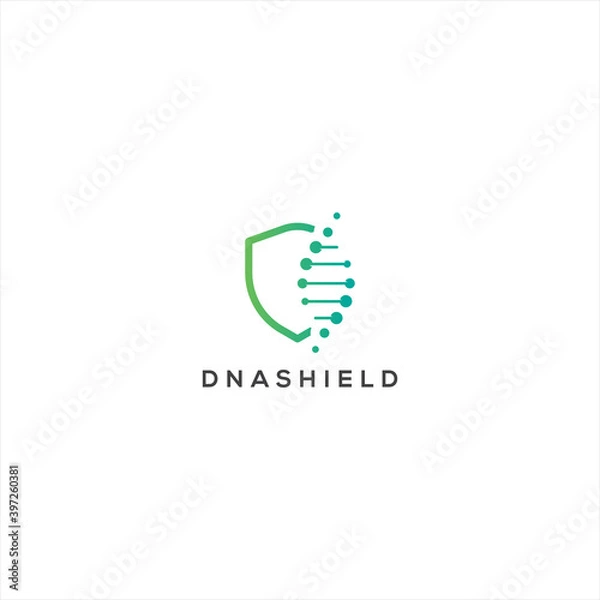 Obraz DNA Shield logo design vector template