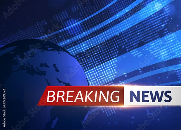 Fototapeta Breaking news vector background with world map. EPS10