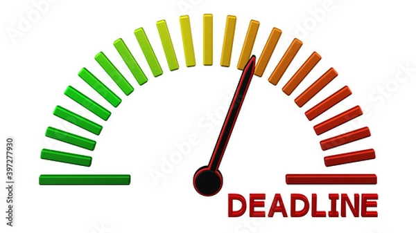 Fototapeta Escalation meter countdown to deadline. 3D rendering.