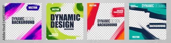 Fototapeta posts on social media vector illustration. Stylish graphics templates posts. dynamic abstractions typography photo. modern art paint and brush stains, fitness subjects gym. design frame posts