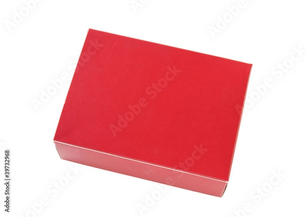 Fototapeta red package box isolated on white with clipping path