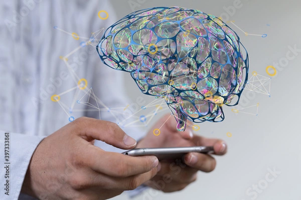 Fototapeta intelligence brain ai digtal 3d artificial intelligence