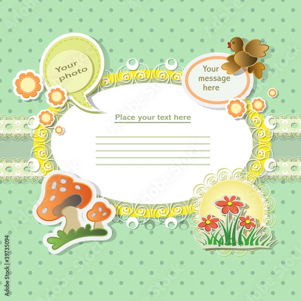 Obraz Vector baby card with scrapbook elements