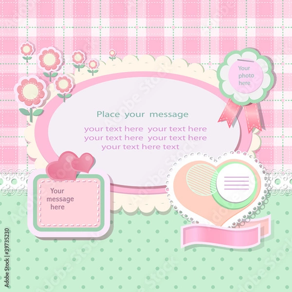 Obraz Pastel background with scrapbook elements