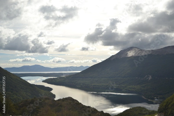 Fototapeta view of the sky and the ocean from the top of mountain,