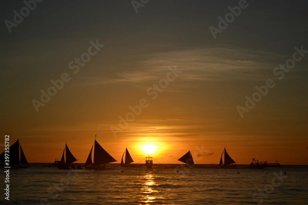 Obraz sailboat at sunset