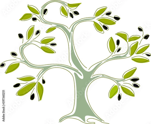 Fototapeta Olive tree made in decorative art style