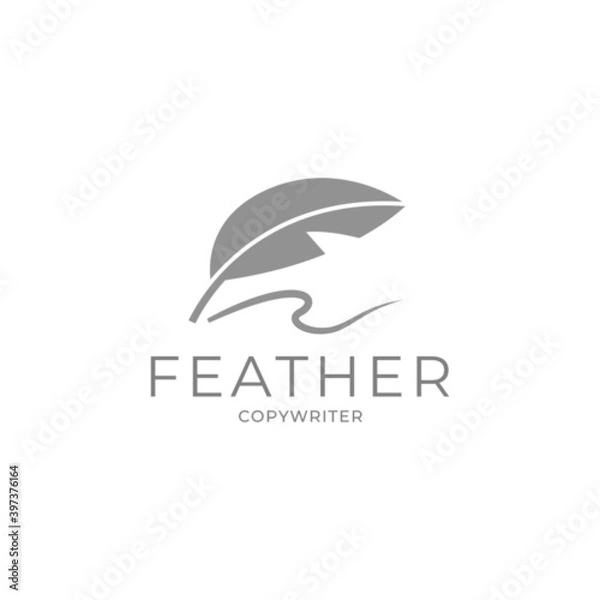 Fototapeta Feather writing Logo Template vector illustration