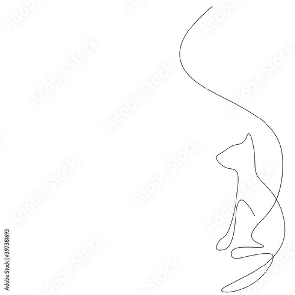 Fototapeta Cat drawing on white background, vector illustration