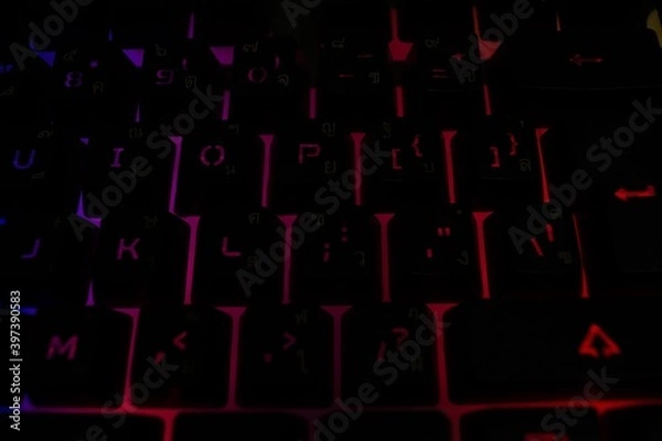 Obraz Back lighted computer gaming keyboard with versatile color schemes