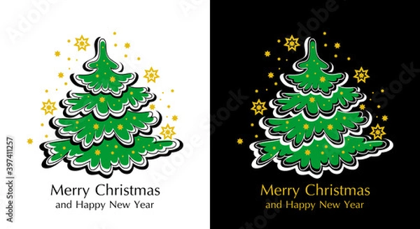 Obraz Greeting card with Christmas tree