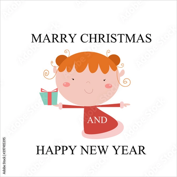 Obraz Merry christmas vector template design illustration