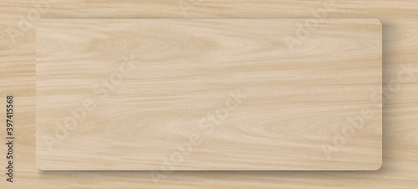 Fototapeta Top view of rectangle wooden stage podium product on wood texture background 3d vector illustration. Stage for display of product.