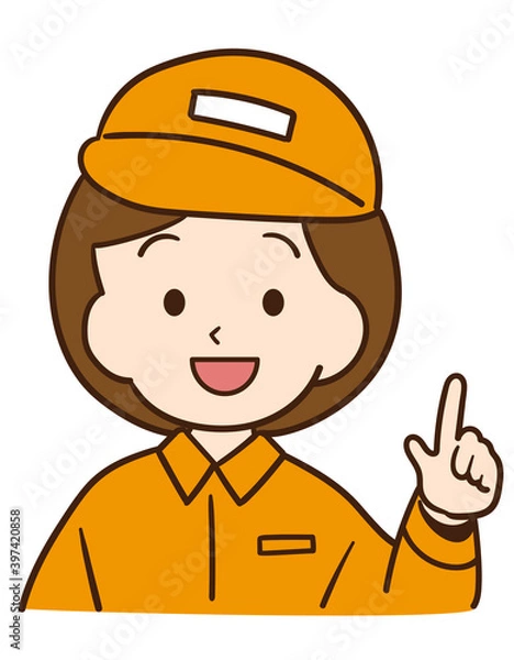 Obraz ポイントを説明する作業着女性のアイコン