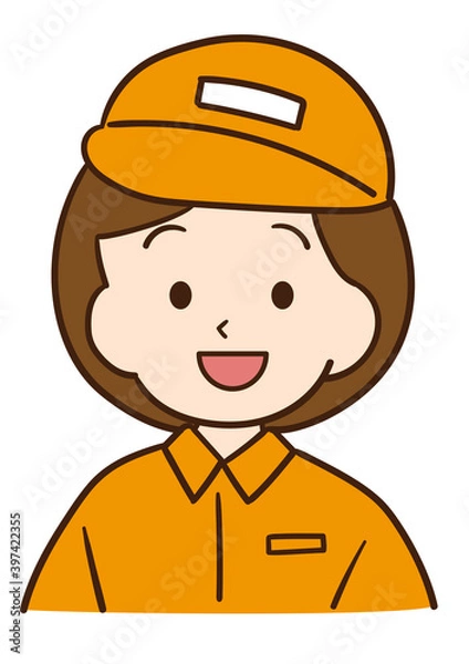 Obraz 笑顔の作業着の女性アイコン
