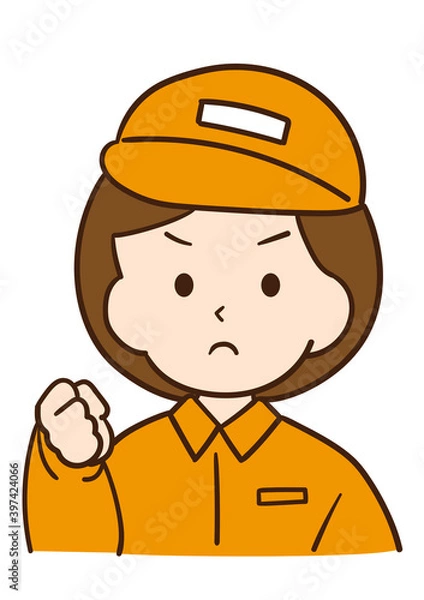 Obraz 怒っている作業着女性のアイコン