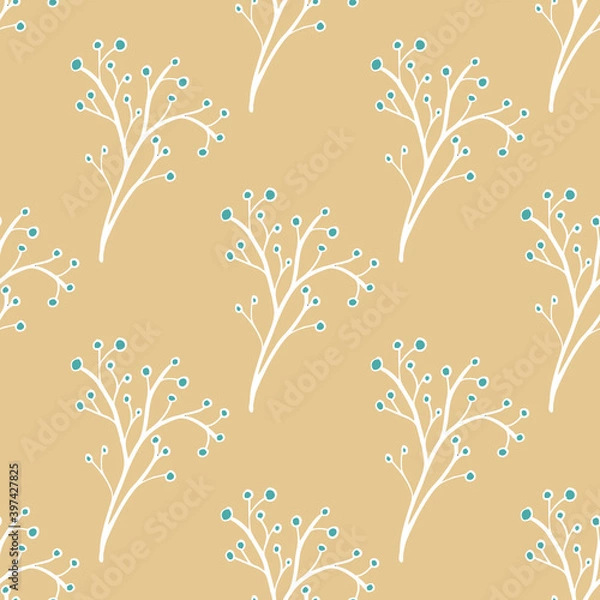 Fototapeta Seamless pattern vector of sweet tone flower shape like graphic on pastel beige background