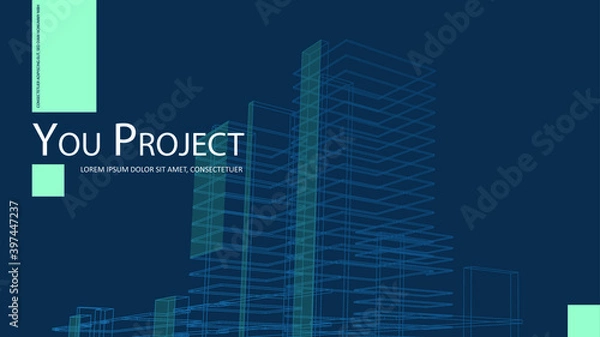 Fototapeta Abstract architecture background, layout brochure template, abstract architecture composition.  Geometric design.