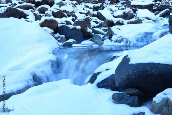 Fototapeta small stream with the purest clear water