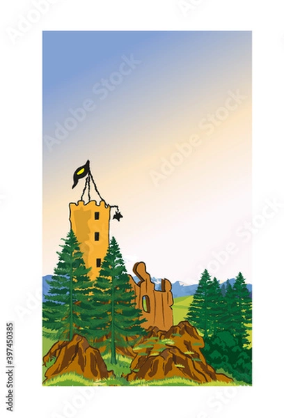 Fototapeta location for playing in the form of an old castle